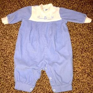 Blue corduroy smocked long sleeve Baby Boy outfit